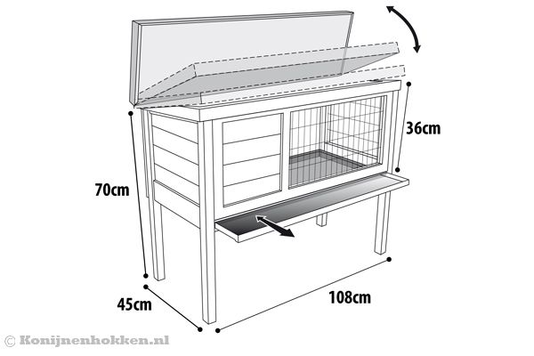 Met een formaat van 108 x 45 x 70 cm.