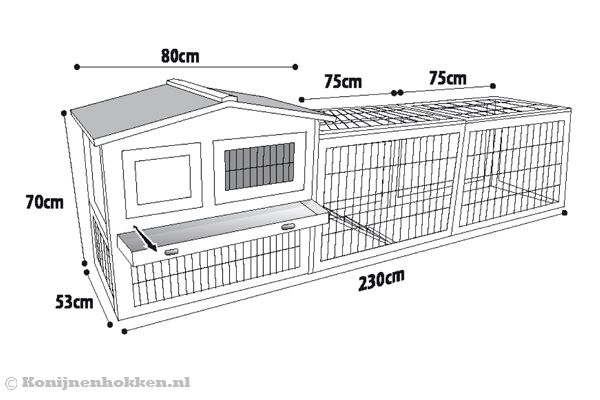 Konijnenhok voorzien van bijpassende ren.