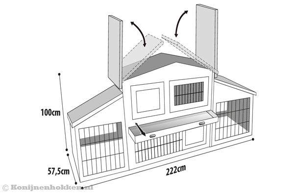 Zeer ruim konijnenhok.