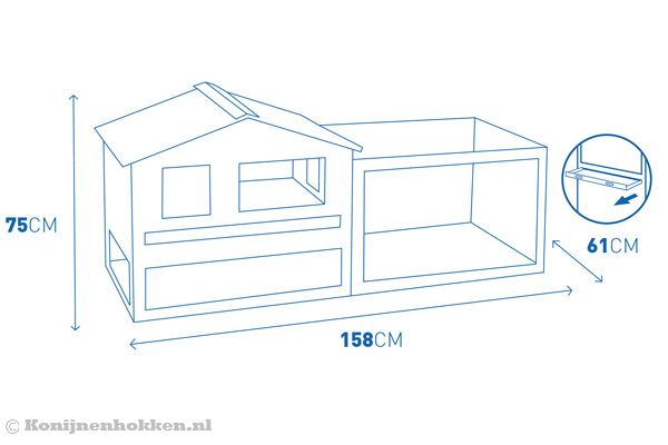 Met een formaat van 158 x 61 x 75 cm.