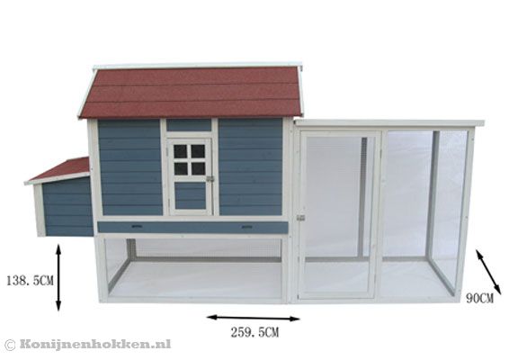 Met een formaat van 259.5 x 90 x 138.5 cm.